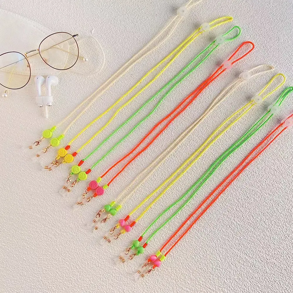 日韩ins风新款荧光彩色绳子笑脸防丢口罩链配饰时尚简易眼镜链