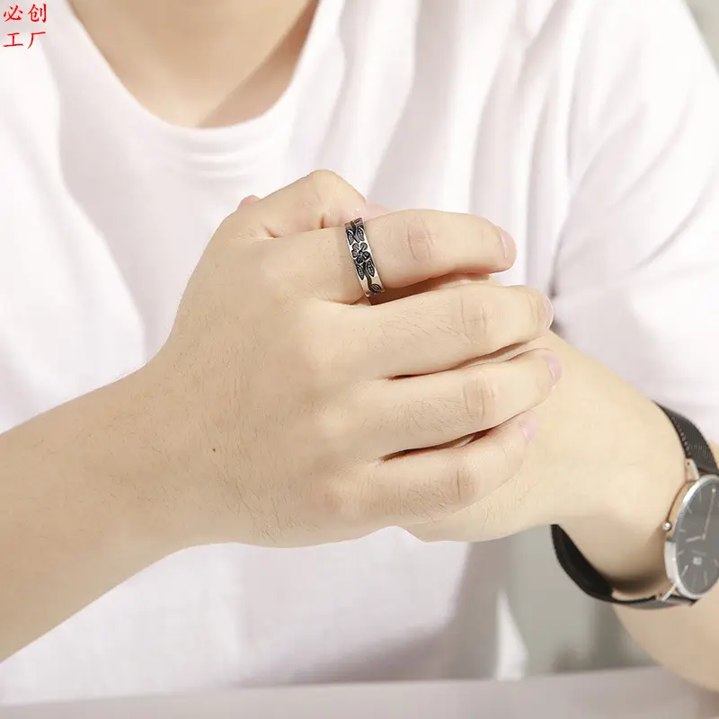 民族风国潮个性牡花朵戒指女气质节日节时尚开口指环网红