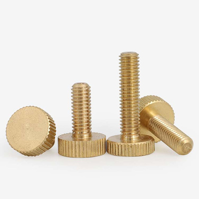 黄铜大平头手拧螺丝钉GB835大头滚花螺栓M3M4M5M6M8M10*4x5x10x14