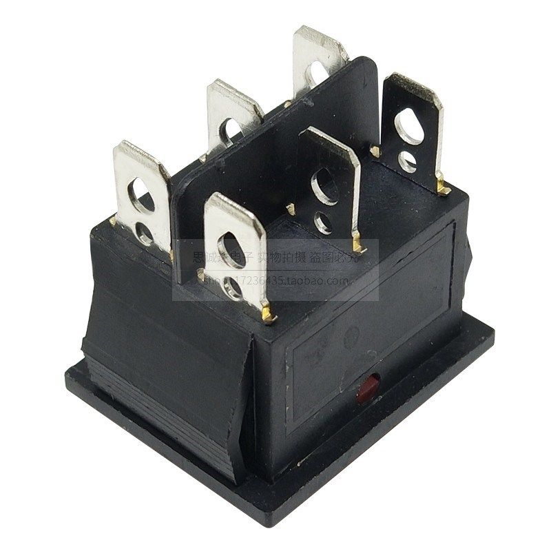 KCD4 3档6脚 三档六脚船型开关带灯翘板电源开关 25*31MM 16A250V