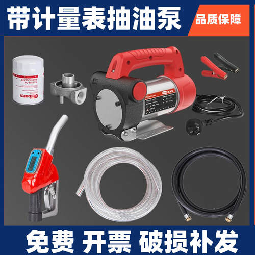 小型电动加油枪带计量 12v24v200v加油泵 抽柴油泵 带自动封油泵.