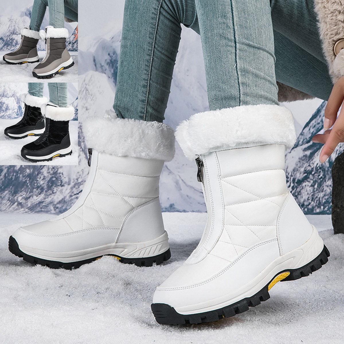 户外雪地靴女2025冬季新款加绒棉靴女款跨境大码室外加绒保暖靴子,女鞋,时尚雪地靴,淘宝优惠券,粉丝福利购,淘宝优惠卷