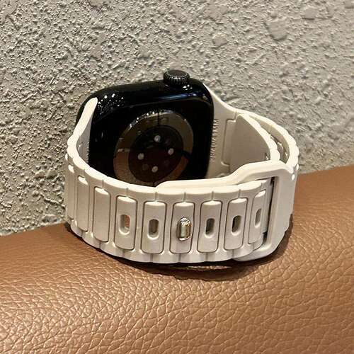 适用applewatch11苹果手表带s10硅胶三株钉扣s9/8/7/se/ultra表带