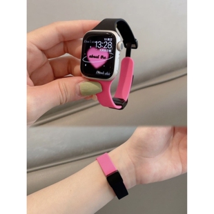 色彩清新新款撞色磁吸扣小蛮腰表带适用于s7/8SE手表Appleiwatch8