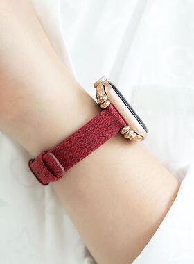 1722适用苹果SE手表带Applewatch8小蛮腰iwatch1234567代帆布细表