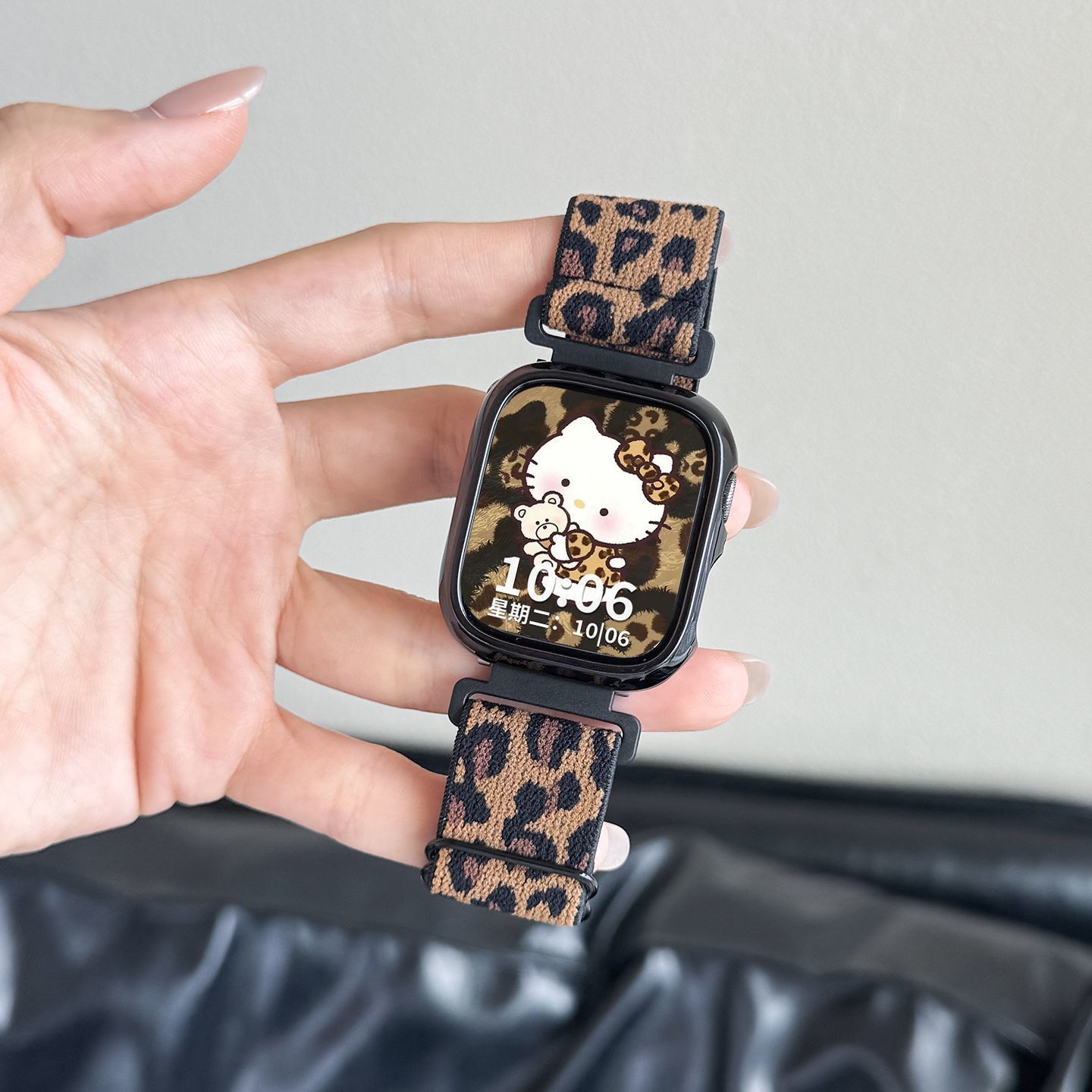气质豹纹轻熟表带适用iwatch S11苹果手表applewatch S10秋冬s9s8