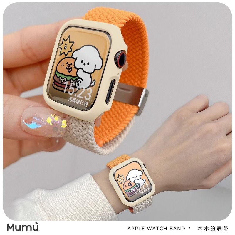 高级拼色撞色适用oppo watch3/2/X/4pro手表带se男女尼龙编织新款