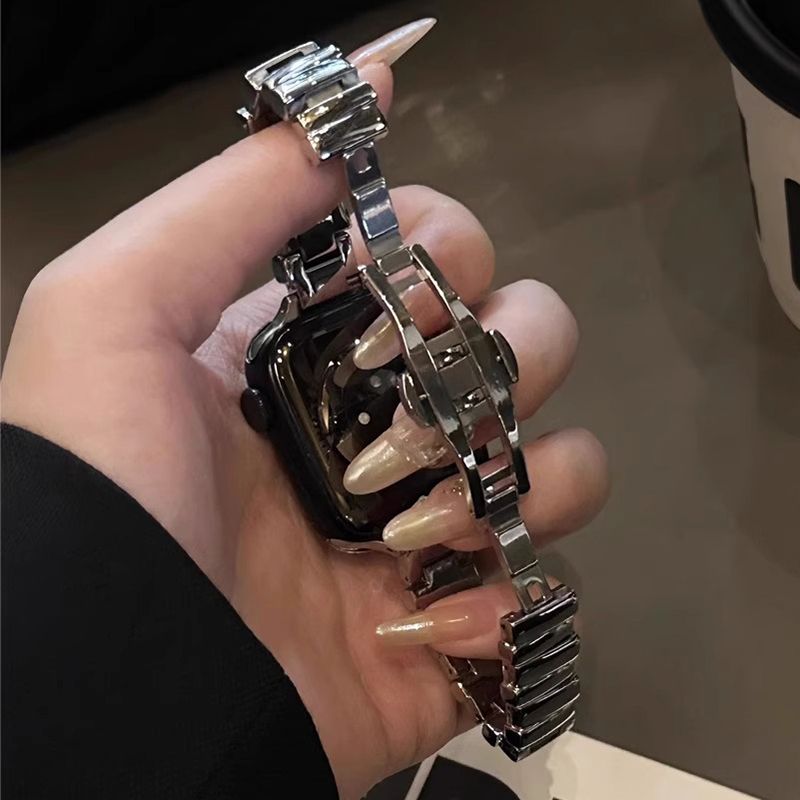不规则金属oppo手表watch3/2/X/3pro/4pro表带蝴蝶扣男女se夏适用