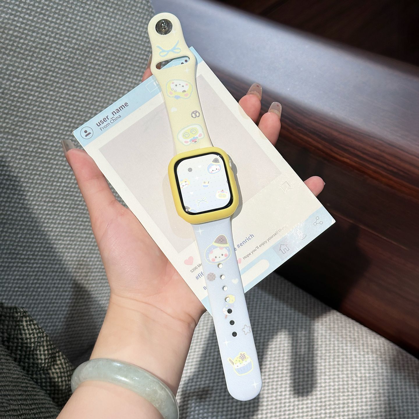 小猫海盐芝士苹果手表s11表带10硅胶Apple9透气8卡通iwatch女款se