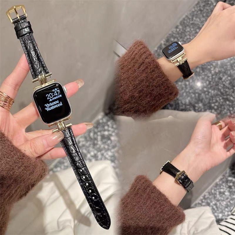 凯旋门小众鳄真皮表带适用苹果Applewatch78代65SE小蛮腰ins女潮