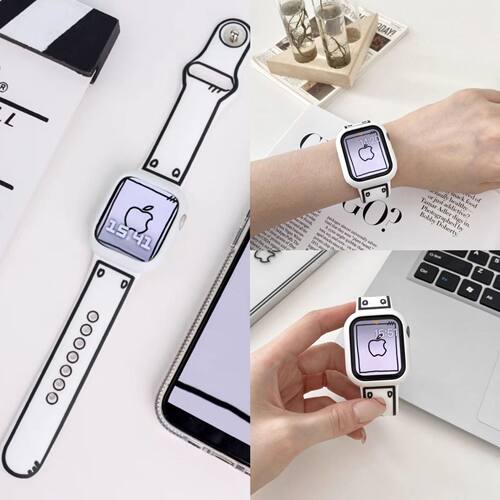 漫画趣味涂鸦硅胶适用s11苹果iwatch10表带s987654se创意个性男女