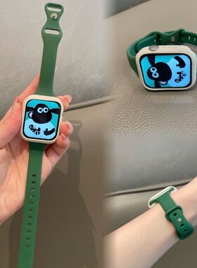 3277小蛮腰蝴蝶扣适用苹果手表S9硅胶运动iWatch表带87代SE654321