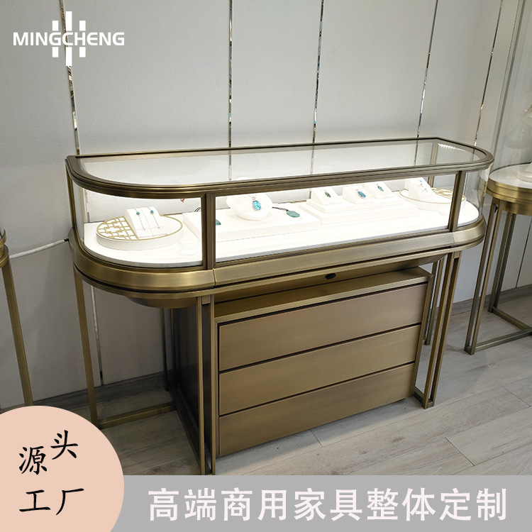 高档珠宝展示架 靠墙带灯不锈钢玻璃货柜 精品手镯陈列柜厂家直供