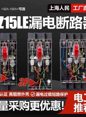 DZ15LE漏电开关220V三相闸开关100A漏电开关单相2P3P4P断路器380V
