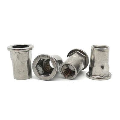 304不锈钢拉铆螺母平头半六角拉帽M3M4M5M6M8M10M12英制和加长型