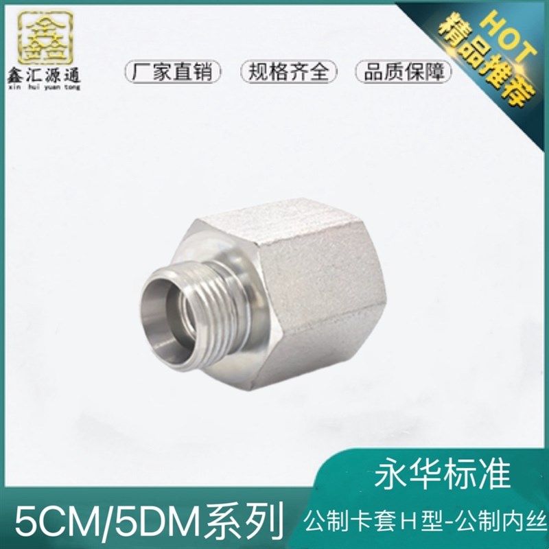 5CM/5DM接头永华标准内外丝公制24度锥密封管接头卡套式H型转换丝