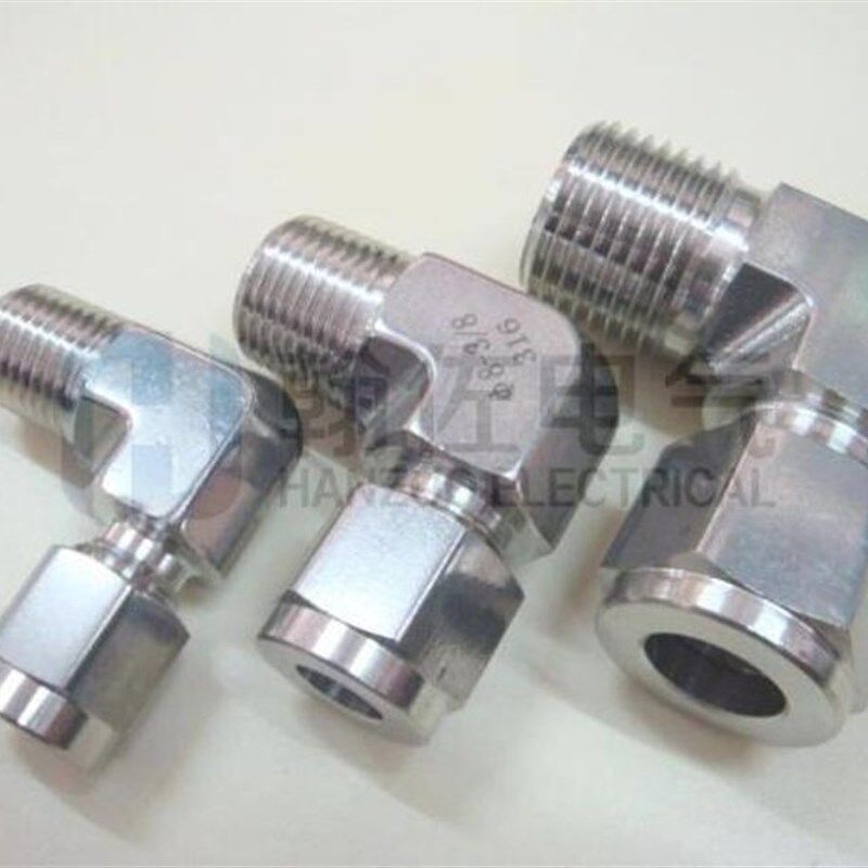 不锈钢316L研磨卡套2分终端弯头 ZG1/4锥螺纹密封 硬管快装免焊接