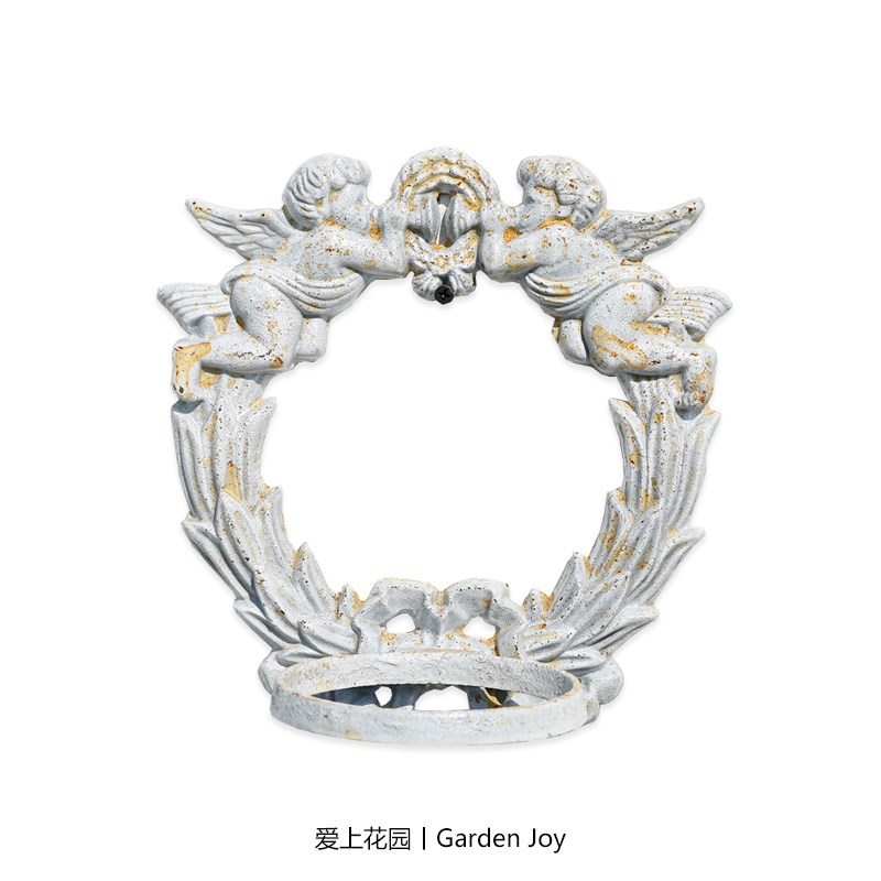 爱上花园 园艺杂货 庭院装饰铸铁挂件 吹喇叭小天使 花环挂盆