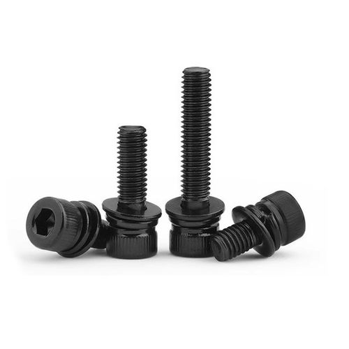 发黑12.9级内六角三组合螺丝带平垫弹垫组合螺钉M4M5M6M8M10M12