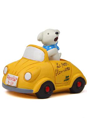 小清新卡通创意开黄色小车小狗园艺苔藓多肉花插道具 拍摄道具