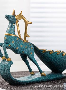 北欧古室內风格圣诞装饰摆件茶几书桌办公桌创意摆件麋鹿红酒架