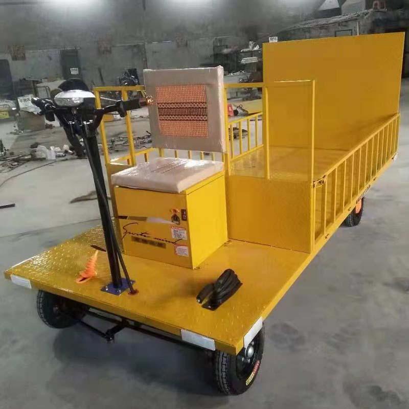 电动四轮车运牵引车厂区拉货运输车偏驾驶载重电动平板车厂家供应