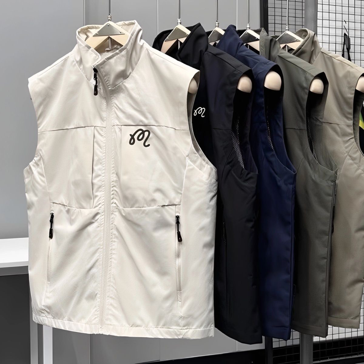 25新款韩国高尔夫服装男士运动户外马甲立领宽松大码休闲背心坎肩