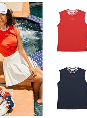 韩国MALBON高尔夫服装女士25新款无袖运动休闲速干修身背心上衣