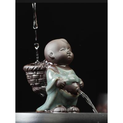 可爱尿童茶宠摆件精品小孩撒尿娃娃喷水童子哥窑紫砂创意茶具配件