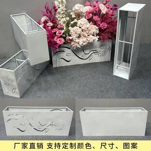 新款婚庆路引花槽花排底座花盒婚礼堂舞台花排花箱插花铁艺架子