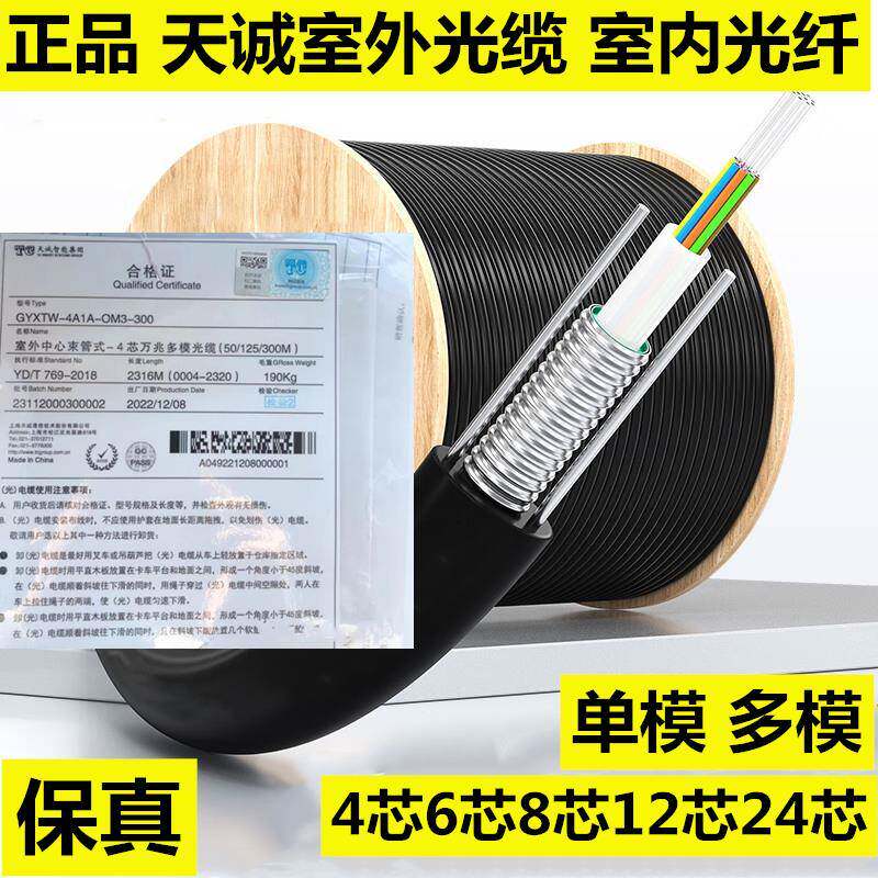 正品天诚光纤光缆室内室外单模4芯6/8芯12芯24芯多模万兆铠装光缆