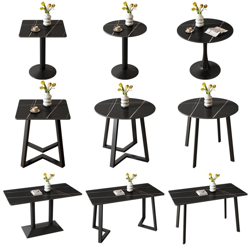 岩板餐桌组合轻奢商用酒店桌椅奶茶咖啡快餐店接待大理石小圆方桌