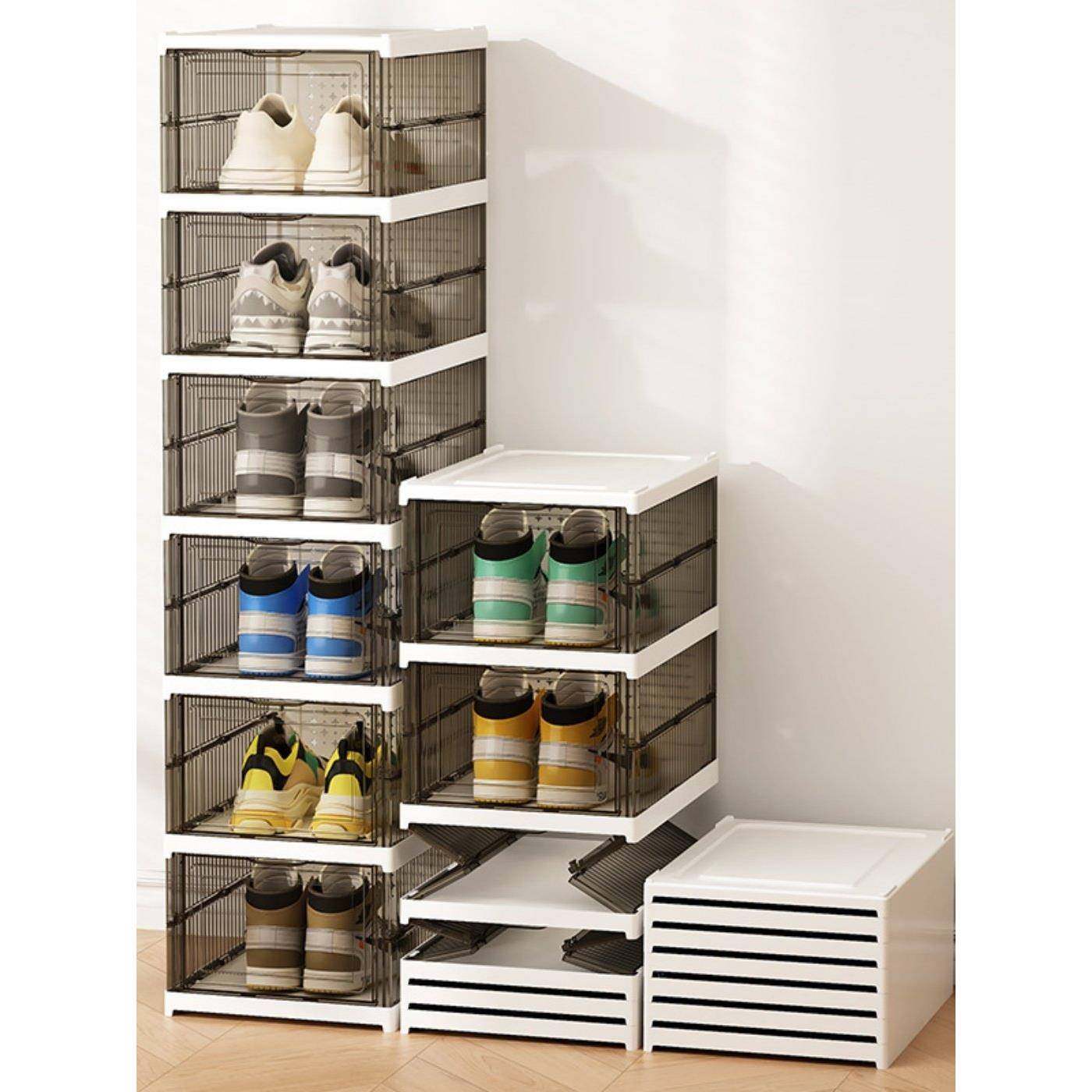 免安装加厚鞋架可折叠一体式鞋盒透明鞋柜收纳盒亚克力塑料防尘墙,收纳整理,鞋盒,淘宝优惠券,粉丝福利购,淘宝优惠卷