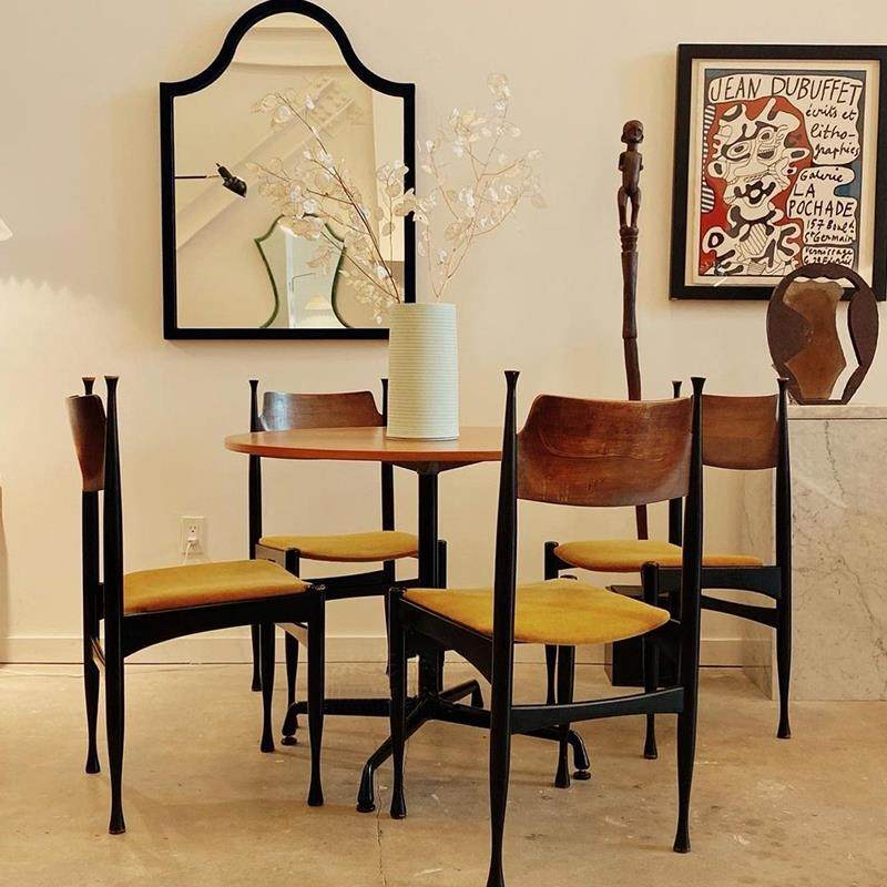 法式复古实木餐椅家用小户型餐厅吃饭椅子卧室梳妆椅书椅咖啡桌椅