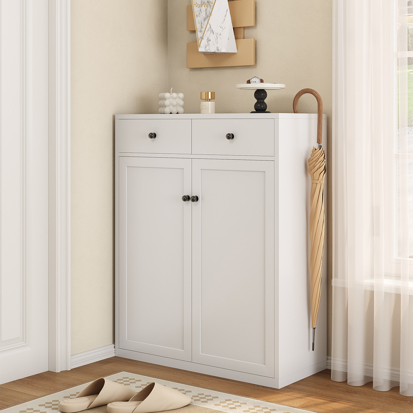 钢制简约鞋柜家用门口入户收纳一体靠墙鞋架玄关楼道柜阳台收纳柜