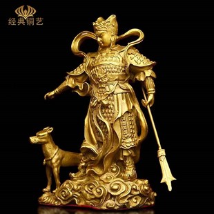 纯铜二郎神真君神l像站像家居玄关桌面摆件二郎显圣真君杨戬哮天