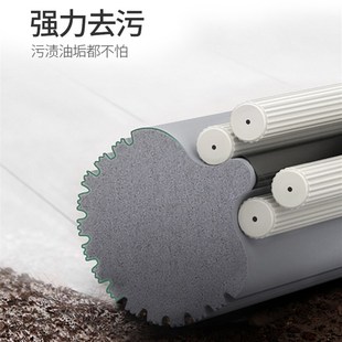 直杆拖把38cm海绵不可伸缩一体杆滚轮式地P拖家用免手洗4418