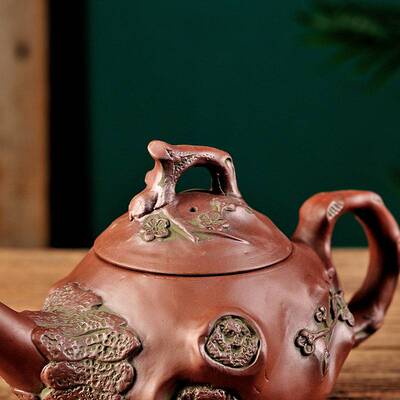 原矿圆茶壶大号宜兴紫砂壶长嘴供春梅花壶过滤紫砂朱泥茶壶功夫茶