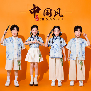 儿童汉服演出服小学生运动会啦啦队服装幼儿园男女童国风表演班服
