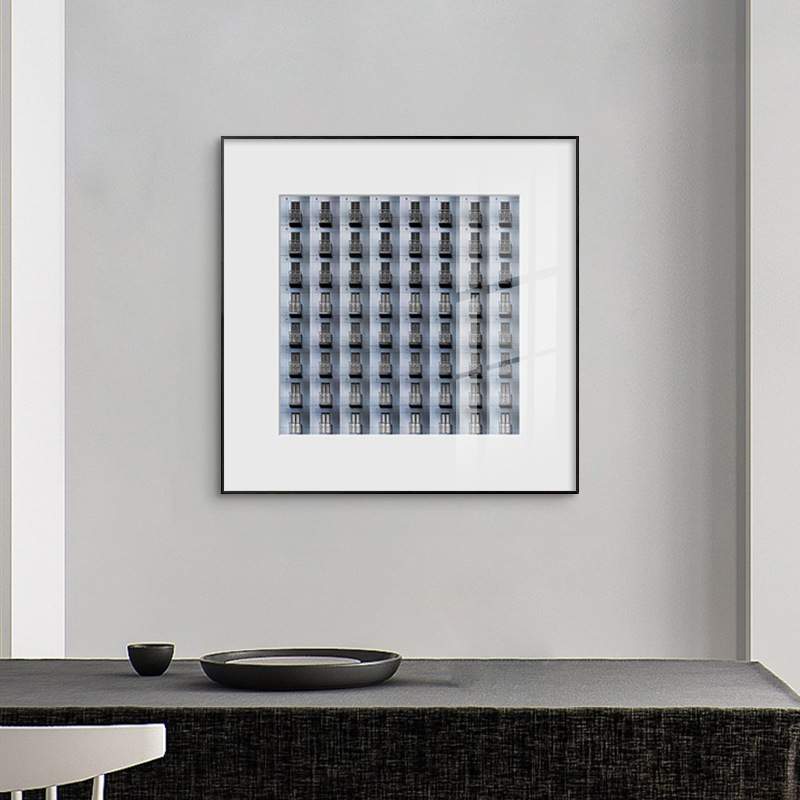 现代简约抽象线条建筑装饰画黑白灰工业风画几何空间卧室床头挂画图片