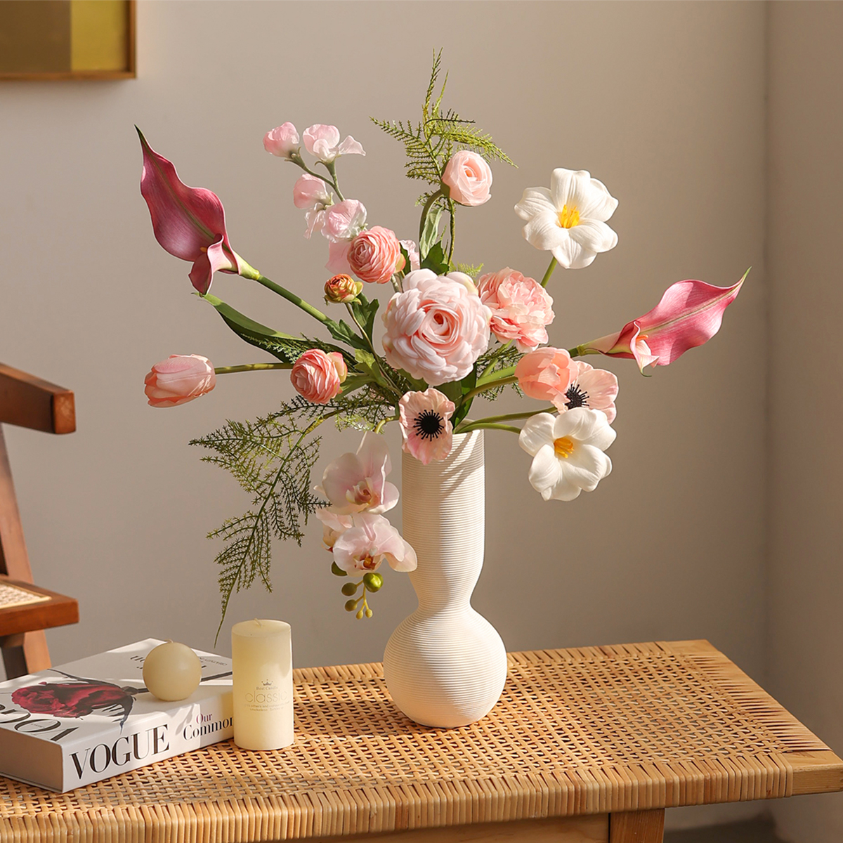 轻奢高档仿真花客厅摆件装饰假花高级感餐桌花干花电视柜摆花花束