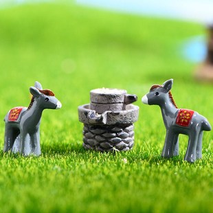 微景观小毛驴摆件可爱树脂小动物模型创意手工多肉花盆蛋糕装饰品