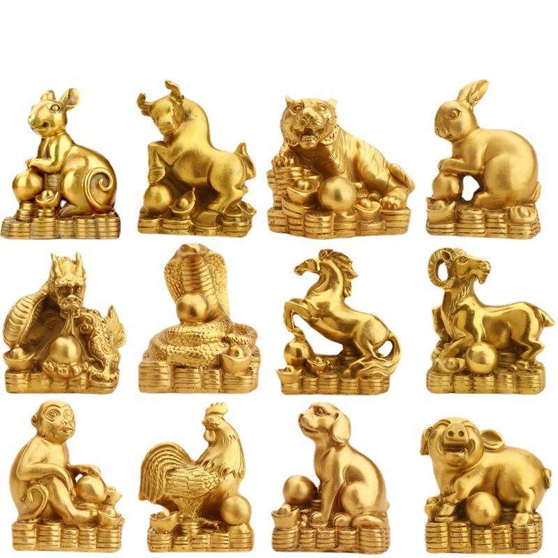 杨铜记十二生肖鼠牛虎兔龙蛇马羊猴鸡狗猪铜摆件珠宝生肖