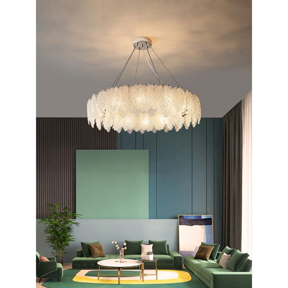 新款简约轻奢水晶玻璃吊灯客厅现代高档LED灯饰复式楼大厅豪华灯
