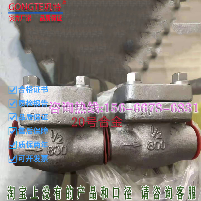 H61W-F20/CN7M/CX2MW承插焊止回阀20号合金对焊接耐腐蚀特材阀门