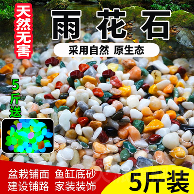 天然雨花石七彩石子鱼缸底砂水培铺地石花盆景铺底装饰原石头造景