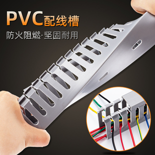明装 高品质工业绝缘阻燃办公布线 配电箱电控柜PVC灰色行线配线槽