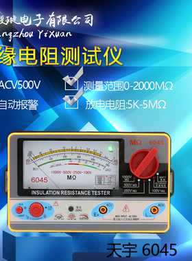 天宇TY6045 绝缘电阻测试仪兆欧表高精度便携式多档位摇表