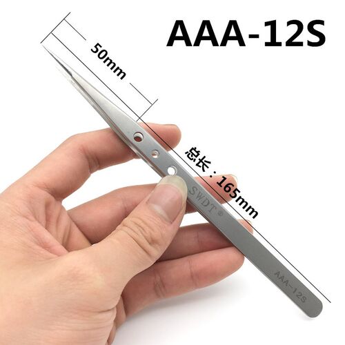 SWDT精密不锈钢加长特尖镊子 AAA-12S/14S磨砂带孔防酸IC电子镊子