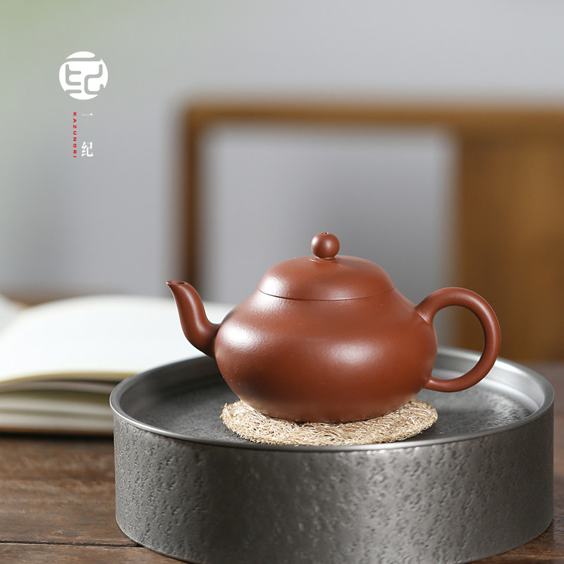 宜兴紫砂壶全手工梨形壶原矿小煤窑朱泥壶功夫茶具家用泡茶壶单壶